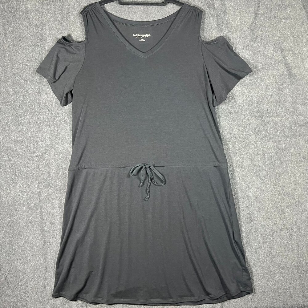 Soft Surroundings Sz L  Cold shoulder Drawstring waist dress